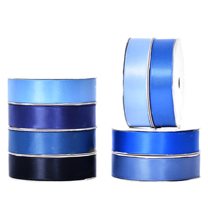 Cinta de satén de 19mm al por mayor, cinta de poliéster de tela azul profundo para envolver regalos - Product Image 5