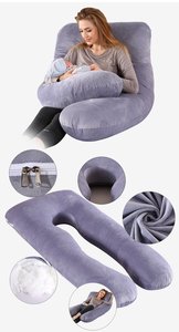 Almohada de embarazo de cuerpo completo en forma de U, soporte de maternidad para aliviar el dolor de espalda y cadera, con cubierta extraíble - Product Image 3