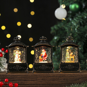 Décorations de Noël vintage, lanterne de Noël, lampe seau à eau portable Père Noël, ornement musical <span class=keywords><strong>lumineux</strong></span>, cadeau, bonhomme de neige - Product Image 4