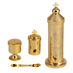 Ensemble de communion portable HT Orthodox en alliage plaqué or, ensemble de sainte communion de voyage avec gravure IC XC, mini-ensemble eucharistique <span class=keywords><strong>pour</strong></span> prêtre - Product Image 3
