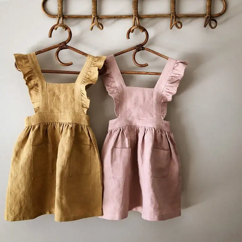Hot Sale Toddler Cotton Linen Baby Dresses Bow Children Girls Clothes Summer Cute Casual Girls Dress