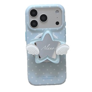 เคสโทรศัพท์แบบมีขาตั้งแม่เหล็ก ลายจุดสีฟ้า ผิวกระจก สไตล์เกาหลี สำหรับ iPhone17ProMax/16/15 - Product Image 5