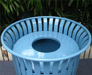 Contenitore per Rifiuti in Acciaio <span class=keywords><strong>da</strong></span> 36 Galloni per Esterni, Vendita Calda in Nord America, Bidone in Metallo con Barre Piatte - Product Image 5