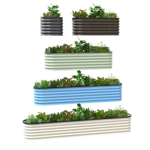 Dropship 11-Inch Tall Modular Metal <b>Raised</b> <b>Planter</b> Bed Large Oval Outdoor Planting Box for Patio or Garden - Product Image 1