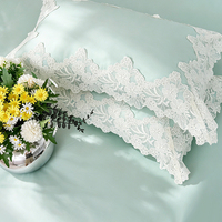 Parure de lit 4 pièces en coton à fibres longues 100S, tissage sergé, teinture réactive, couleur unie, style princesse avec volants en dentelle française