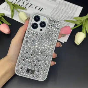 Coloful Shockproof Bling Glitter Case Girl Phone Cover for iphone 15 PC Shiny Diamond Back Bumper For iphone 14 pro max