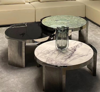 Ensembles de table basse aviateur de luxe en marbre ou en bois de bouleau ou en acier argenté table basse de meubles design abstrait dragon mart dubai