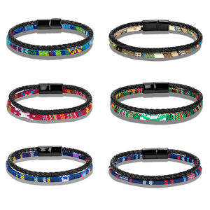 नायलॉन + चमड़े की रस्सी ब्रैसलेट सामान रंग नायलॉन कॉर्ड हाथ से बनाया गया सोने के गहने - Product Image 1