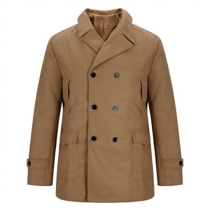 Pakistan Manufacturer <b>Men's</b> Winter <b>Pea</b> <b>Coat</b> Warm Windbreaker Street Style <b>Wool</b> Classic Fit Eco-Friendly Breathable Horn Button - Product Image 4
