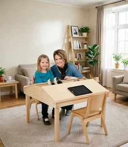 Tavolo da Lettura per Bambini dal Design Moderno, Set Scrivania <span class=keywords><strong>e</strong></span> Sedia in Legno per Asilo Nido <span class=keywords><strong>e</strong></span> Scuola Materna - Product Image 5