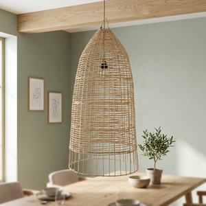 Abat-jour en rotin tissé à la main en forme de cône, style rustique et naturel, pour restaurant et maison - Product Image 3