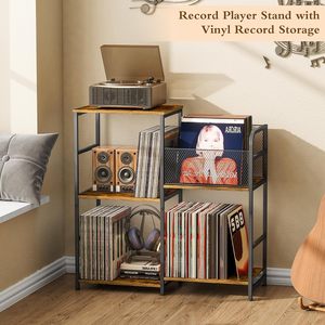 Support pratique pour tourne-disque <span class=keywords><strong>vinyle</strong></span> avec porte-<span class=keywords><strong>CD</strong></span> Armoire de table élégante pour les mélomanes pour le salon - Product Image 3