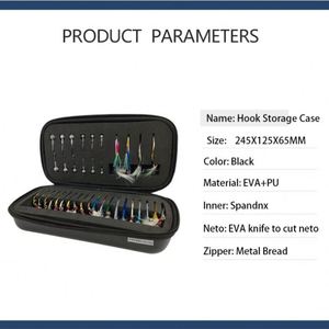 Boîte de rangement noire pour matériel de pêche, organiseur de plateau pour la pêche à la mouche avec boîte étanche pour leurres et jigs de voyage - Product Image 3