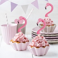 24 Stück rosa Flamingo-Cupcake-Topper, tropische hawaiianische Kuchendekoration, Picks für Babyparty, Geburtstagsparty-Dekoration