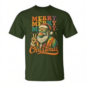 Merry Christmas <b>Retro</b> Santa Peace <b>Sign</b> Groovy T-Shirt Holiday Vibes Unisex Adult Size - Product Image 2