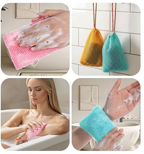 Exfoliating Foaming Mesh Bags for <b>Bars</b>, Fast Drying Mesh Soap Bag for <b>Shower</b> Drawstring Design Suitable for Home Travel - Product Image 4