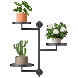 Soporte giratorio de metal negro de 3 niveles para plantas de ventana, estante para macetas, soporte decorativo para flores para el hogar. - Product Image 2