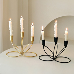 Metal Candle Holder Set Three Round Trumpet <b>Heads</b> Iron Durable Home Decoration Wedding Decorative Ornament - Product Image 2