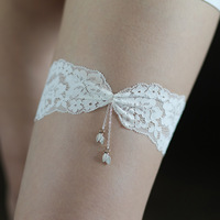 Femmes Sexy dentelle fleur strass mariage jarretière Satin mariée cuisse jambe jarretière anneau papillon conception élastique jambe cerceau