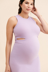 Robe longue côtelée de maternité de haute qualité avec découpes, adaptée aux femmes enceintes, antibactérienne, écologique, respirante, 100 % coton, vente en gros - Product Image 4