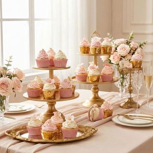 100 Pack Pink and Gold Cupcake Liners, Greaseproof Muffin <b>Cups</b> Rigid Self-Supporting Foil Baking Liner - Product Image 3