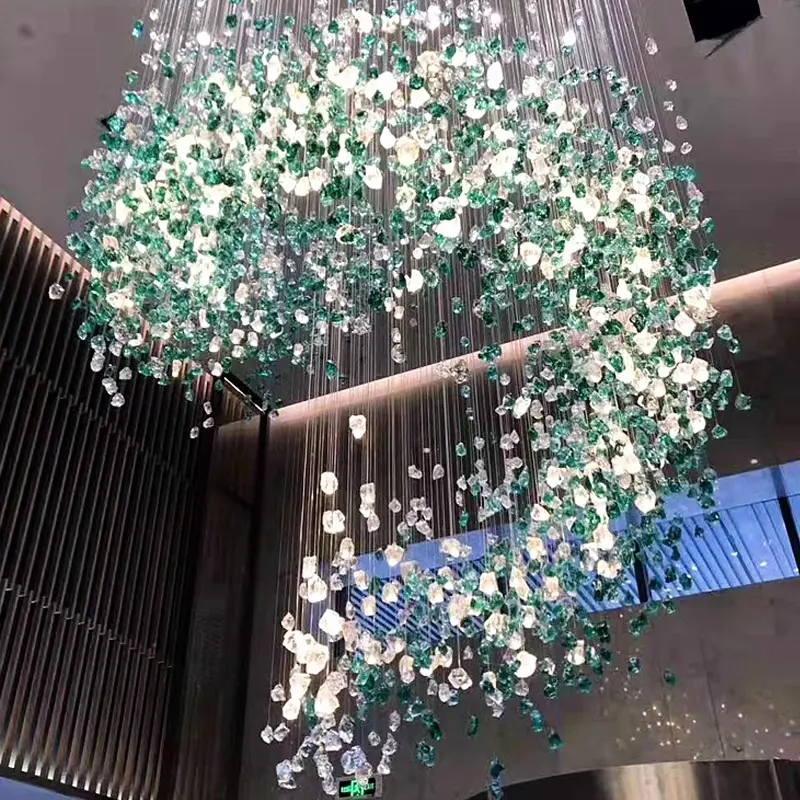 Decorative Stones Crystal/Glass Ceiling LED Light Customized Hotel Lobby Restaurant Home Decor Pendant Light Chandelier