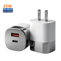 Bloc chargeur rapide USB A+C double port 25W PD 3.0 avec protection OTP ignifuge pour PC, universel pour ordinateurs portables 17/16/15/14 Pro Max et voyages