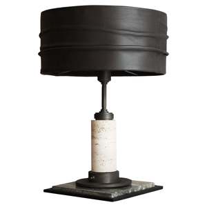 Lampe de table minimaliste moderne avec base en marbre et abat-jour noir pour la décoration de la maison, de la chambre ou du salon - Product Image 2
