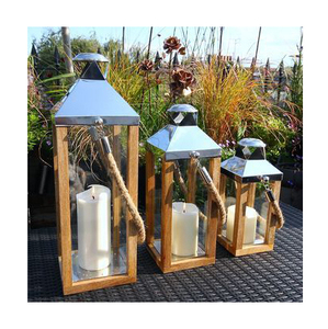 2025 linterna de vela única, farol de madera para suelo, decoración de pasillo de boda para el hogar, hoteles y restaurantes - Product Image 1