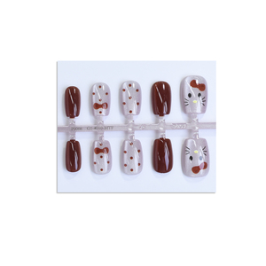 Venta al por mayor personalizado hecho a mano prensa en las <span class=keywords><strong>uñas</strong></span> punta artificial <span class=keywords><strong>uñas</strong></span> <span class=keywords><strong>postizas</strong></span> arte estilo chino gatito gato ojo de gato - Product Image 4