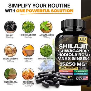 Suplementos de Shilajit 8 em 1 em Cápsulas com Ashwagandha, Rhodiola Rosea, <span class=keywords><strong>Ginseng</strong></span> Panax, 15250mg de Força Extra, 60 Cápsulas - Product Image 2