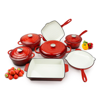 Ensemble de casseroles en fonte émaillée de haute qualité, 11 pièces, casserole, faitout, marmites à soupe et à bouillon, poêles et casseroles
