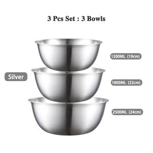 Набор из 3 смесителей из нержавеющей стали, маленькие более толстые миски для салата, набор легко очищенных матрасов для экономии места для хранения для выпечки - Product Image 2