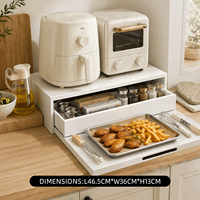 Mikrowellenständer für die Arbeitsplatte mit Schublade, Geräte-Organizer, Küchenregal für Toaster und Kaffeemaschine, Ausziehbare Ablage