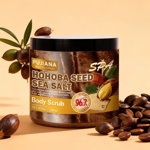 OEM PUJIANA Vente en gros Gommage corporel biologique aux fruits et aux herbes Marque privée Exfoliant Graines de hoheba Sel marin Gommage corporel Naturel - Product Image 1