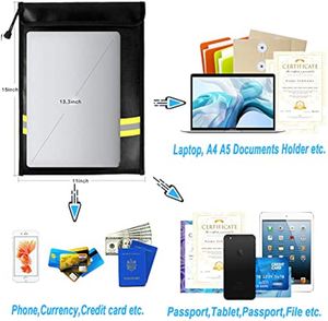 Hot 15x11 Inches Fireproof Safe <b>Document</b> <b>Bag</b> - Waterproof with Upgraded Zipper for A4/A5 Valuables Cash Passport Laptop (Gray) - Product Image 2
