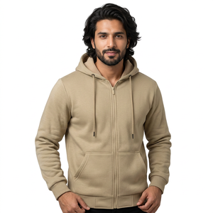 Wholesale 100% Cotton Man Hoodies Casual Zipper-up <b>Sweatshirt</b> with Long Sleeve Full Zip Winter Oversized Hoodie - Product Image 1