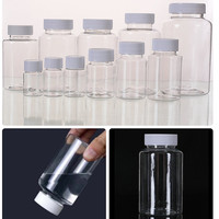 Bouteille Ronde en Plastique PET à Large Goulot pour Pilules et Gélules, avec Couvercle Blanc, 15ml 20ml 30ml 50ml 80ml 100ml 150ml 200ml 250ml 300ml 500ml
