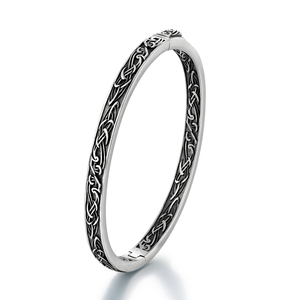 Bracelet en acier inoxydable vintage à motif végétal sculpté pour homme, style nordique, nœud triangulaire viking, rune Odin <span class=keywords><strong>Aegis</strong></span>, bijoux punk - Product Image 1