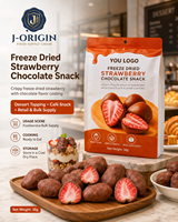 Gedroogde aardbeien snack, echt fruit, knapperig dessert topping, klaar om te eten, 38g, Fujian groothandel OEM leverancier, 12 maanden houdbaarheid