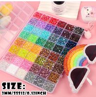 Kit de strass en résine gelée 48 couleurs, 3 mm, base plate en acrylique, pour vêtements, nail art, accessoires pour téléphone et tasses, avec pince à épiler et colle