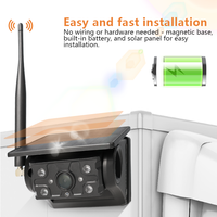 Caméra WiFi solaire HD720P, vision nocturne, étanche, contrôle sans fil par application, batterie 9600mAh, caméra magnétique pour camping-car/remorque