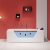 Baignoire à remous en acrylique de 1,7 m avec massage à air, moderne, autoportante, rectangulaire, 20 jets, baignoire de thérapie en cascade