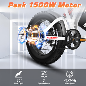 มอเตอร์ไซค์วิบากใหม่เอี่ยม 52V 1500W 25AH ระบบกันสะเทือนเต็มรูปแบบ มอเตอร์ดุมล้อหลัง ระยะทางวิ่งไกล 50 กม. - Product Image 2