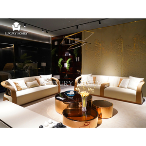Eleganti Divani in Pelle da Pavimento Design Italiano Divani in Legno per Soggiorno Poltrona di Lusso con Cuscini <span class=keywords><strong>Set</strong></span> di Divani Moderni da 1 2 3 7 Posti - Product Image 3