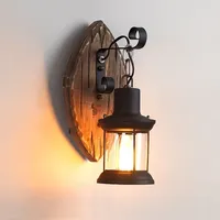 Applique Murale Vintage en Bois Massif et Verre, Lampe Murale pour Restaurant, Café, Bar, Couloir, Chambre à Coucher, Chevet, E27