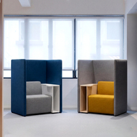 Canapé modulaire acoustique en tissu écologique à dossier haut en forme de U, insonorisant, pour réunion, bureau, télétravail, design contemporain
