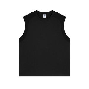 Débardeur en tricot de coton et polyester à séchage rapide pour hommes avec logo personnalisé T-shirts sans manches à conception ample d'été gilet de sport - Product Image 1