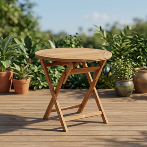 Outdoor Solid Teak <b>Round</b> <b>Folding</b> Dining <b>Table</b>-Waterproof Eco-Friendly Durable Modern Design - Product Image 3