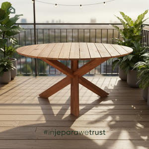 Mesa de Comedor Tiro Fabricada con Madera de Teca Maciza, Ofrece Durabilidad, Líneas Limpias y Sofisticación Culinaria Atemporal - Product Image 1